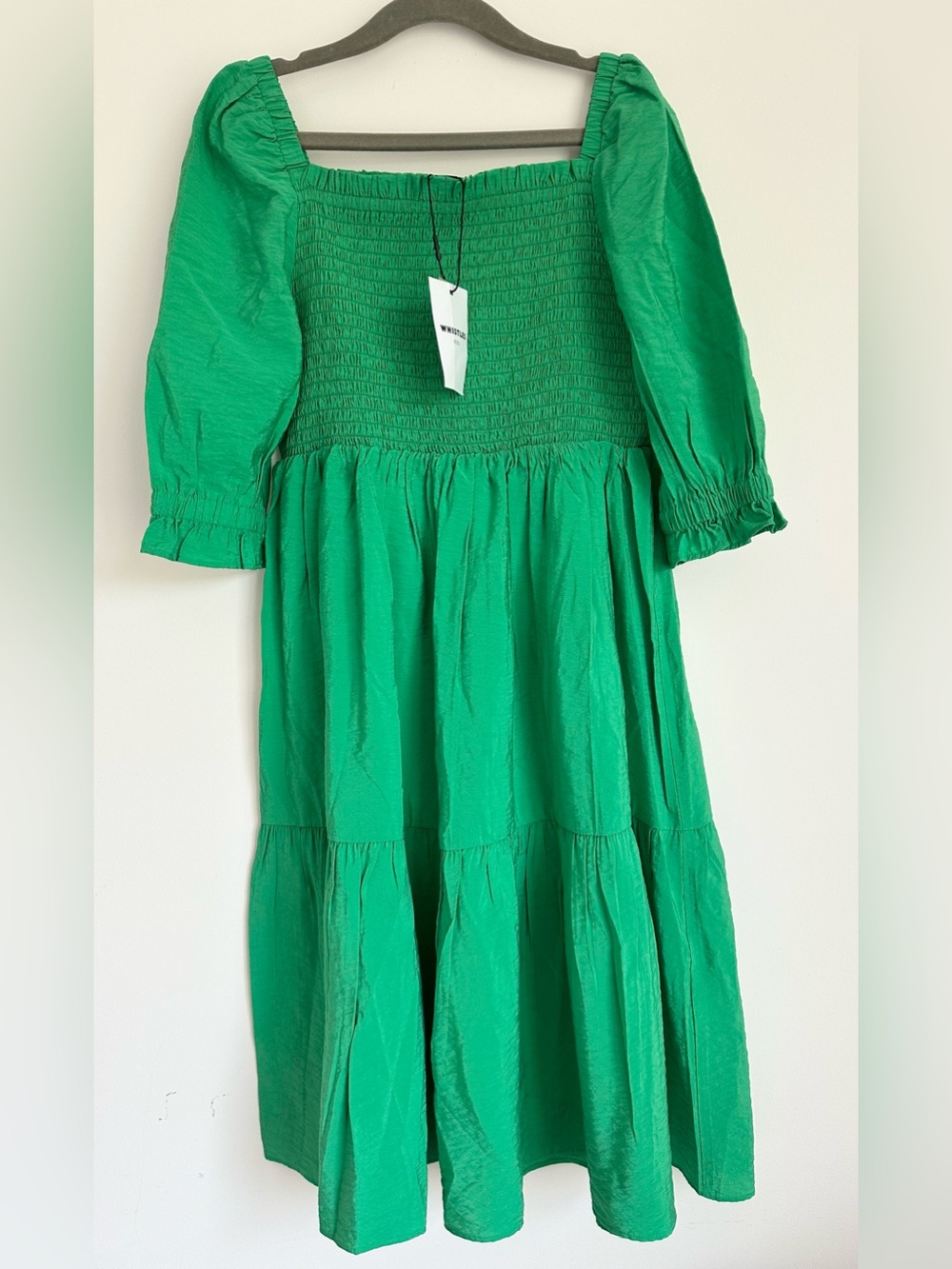 Brand New w Tags! WHISTLES Girls Green Eden Smocked Bodice Dress Size 7/8 Years